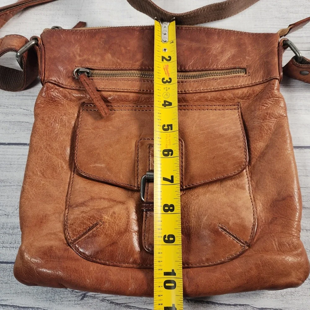 Harbour 2nd Cognac Brown Leather Crossbody Messenger Bag Anchor Logo Adjustable